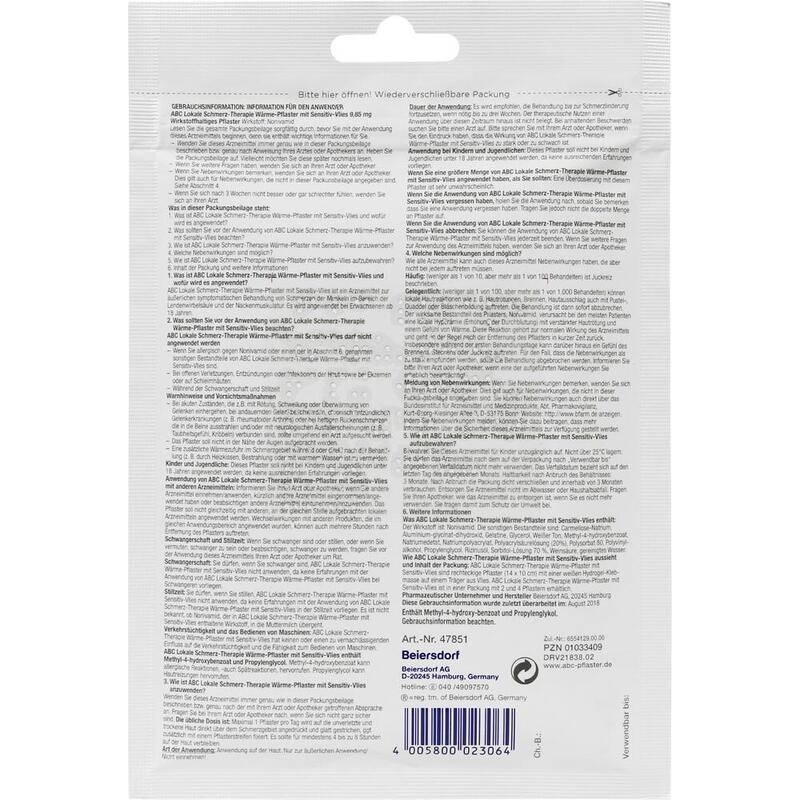 ABC Wärme-Pflaster sensitive-Vlies Hansaplast med