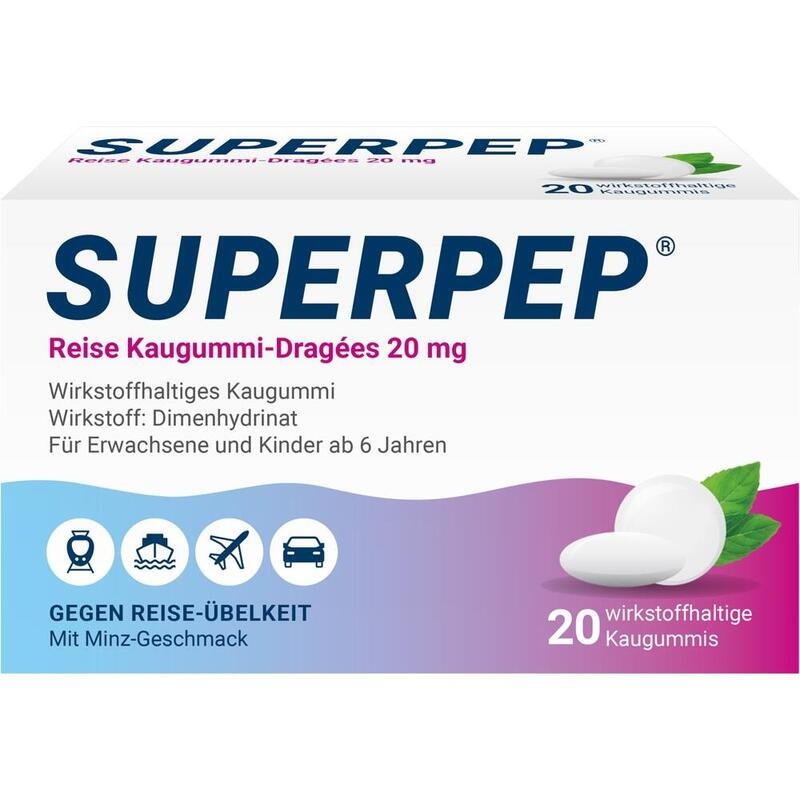 SUPERPEP Reise Kaugummi Dragees 20 mg