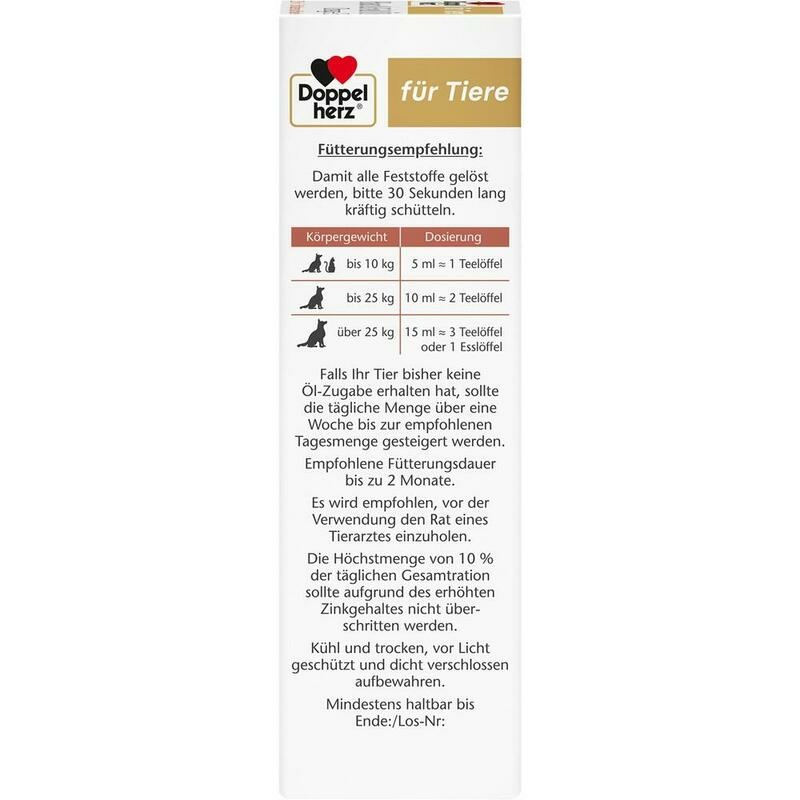 DOPPELHERZ für Tiere Haut&Fell Öl f.Hunde/Katzen