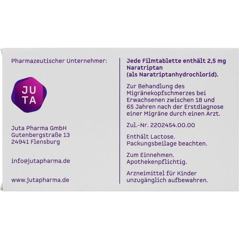 NARATRIPTAN Juta bei Migräne 2,5 mg Filmtabletten